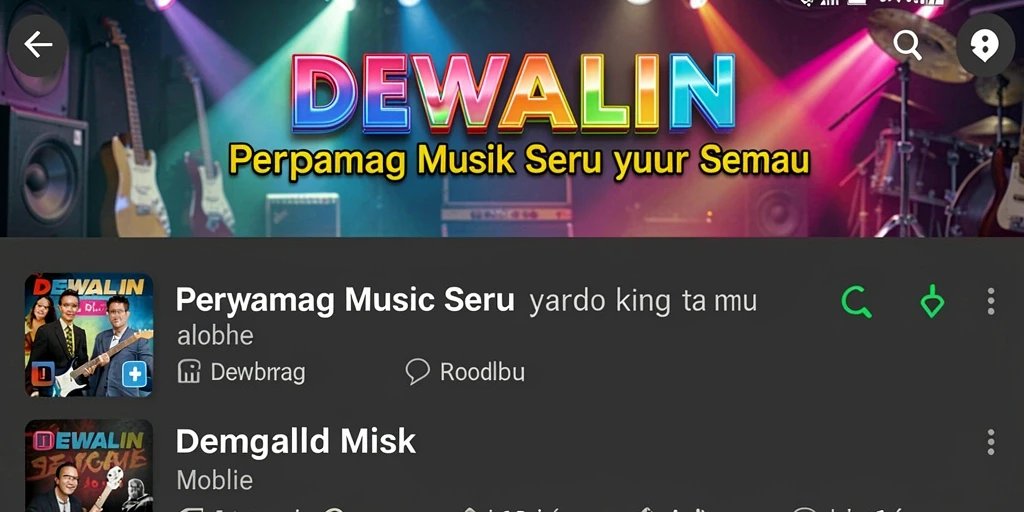 Screenshot DEWALIN menunjukkan aksi permainan musik yang seru dan interaktif.