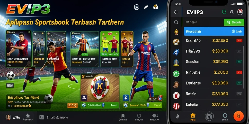 Tampilan interaktif gameplay Sportsbook di EVIP3 yang menarik.