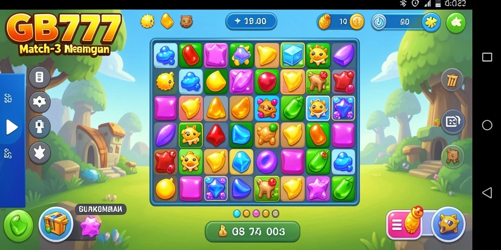 Screenshot GB777 menampilkan momen seru permainan Match-3.