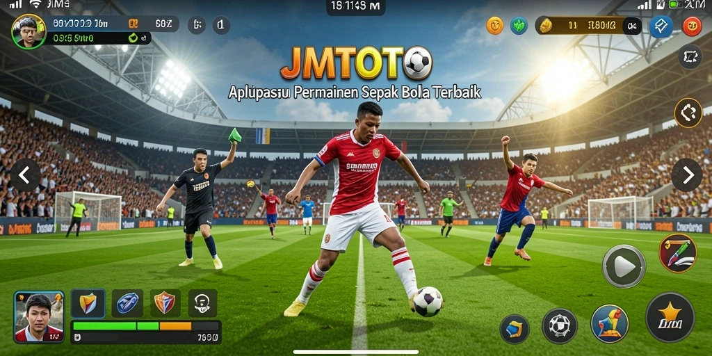 Tangkapan layar JMTOTO menampilkan aksi seru di lapangan sepak bola.