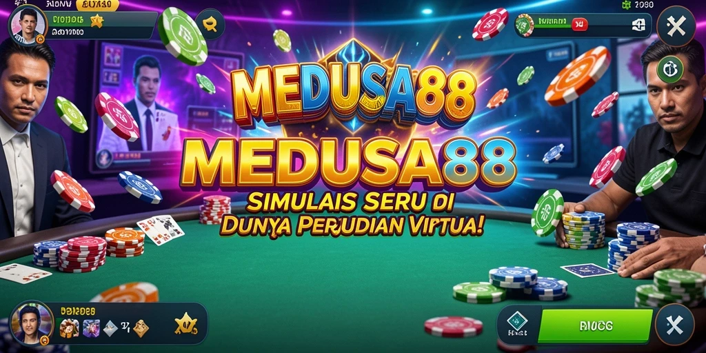 Tampilan utama MEDUSA88 menampilkan kasino virtual yang menawan.