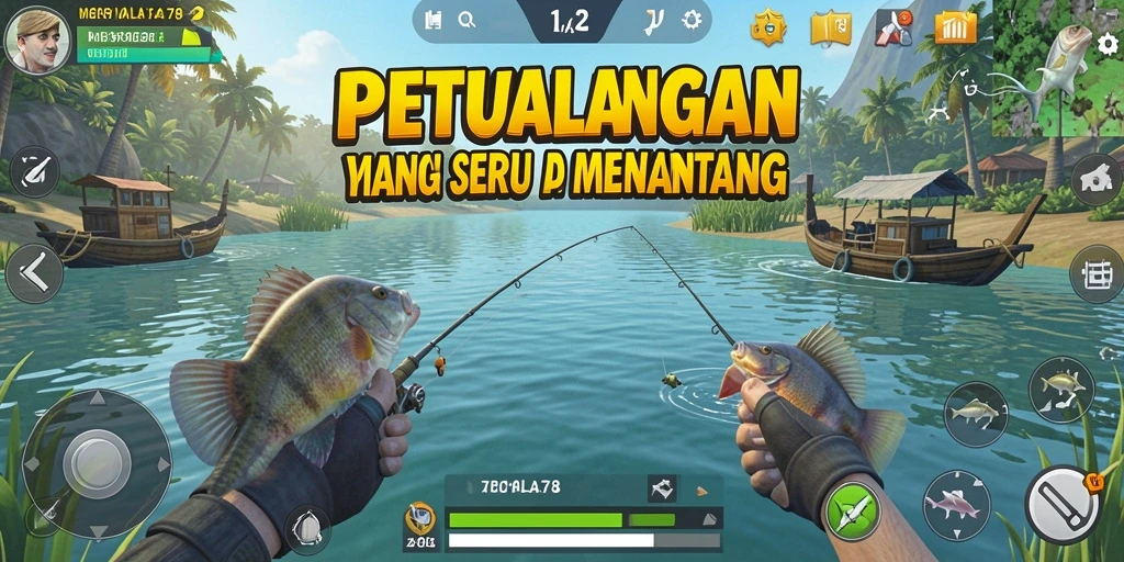 Tampilan gameplay <strong>MENYALA78</strong> yang seru dan menantang saat memancing.
