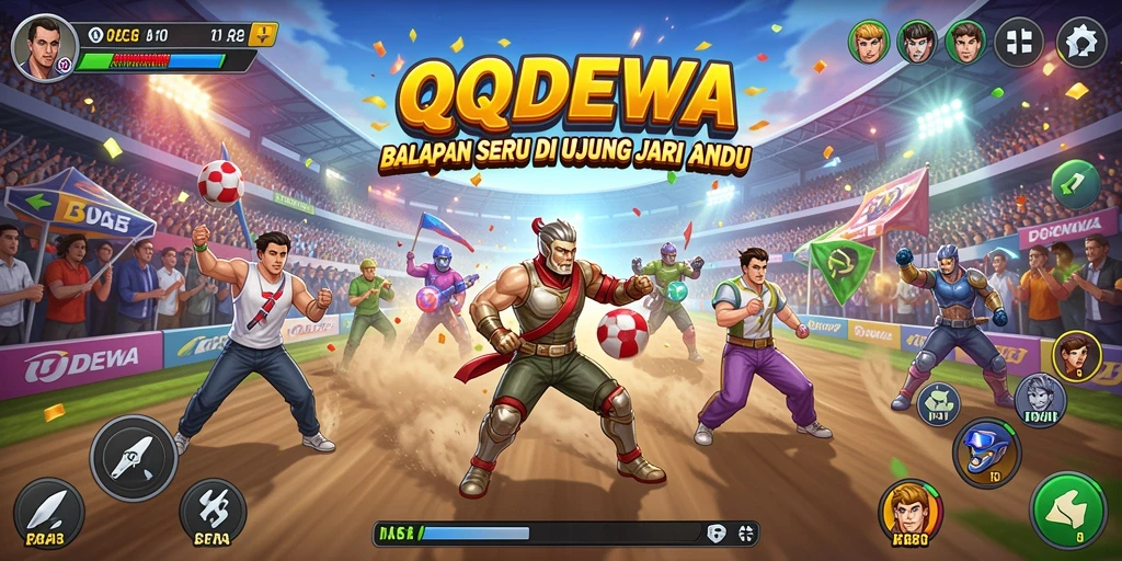 Screenshot gameplay QQDEWA menampilkan balapan seru di lintasan yang menantang.