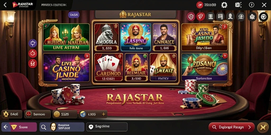 Screenshot gameplay RAJASTAR menampilkan momen seru di meja Live Casino.
