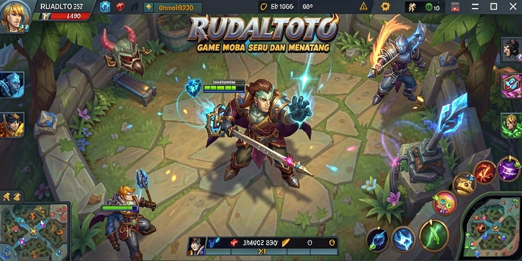 Screenshot gameplay menampilkan pertarungan tim yang intens dan karakter yang mendebarkan.