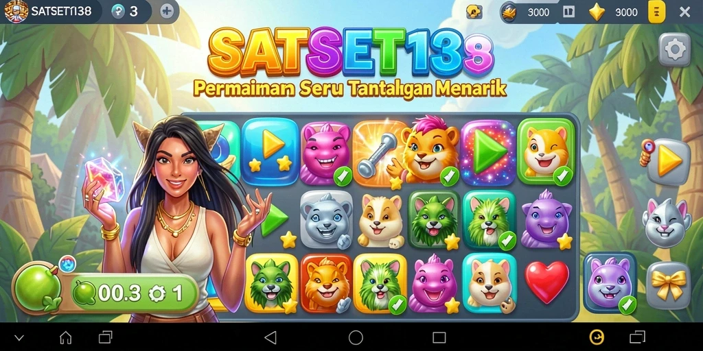 Screenshot utama SATSET138 menampilkan aksi seru dalam permainan Match-3.