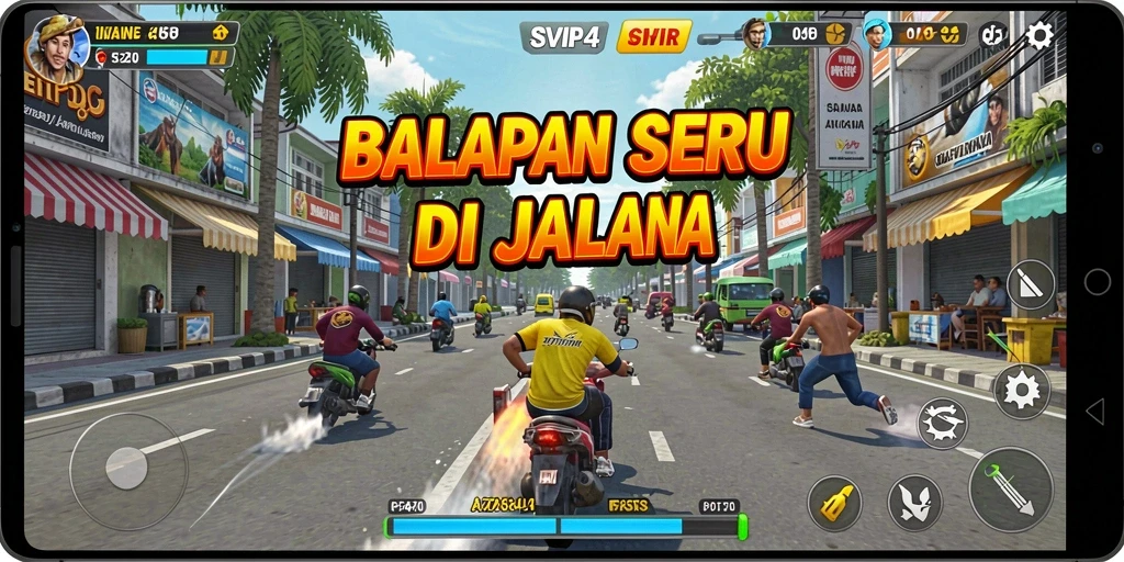 Tangkapan layar utama <strong>SVIP4</strong> menampilkan aksi balapan yang intens dan mendebarkan.