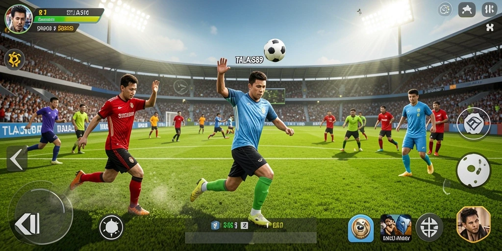 Tampilan gameplay seru dalam TALAS89 yang menampilkan aksi olahraga.