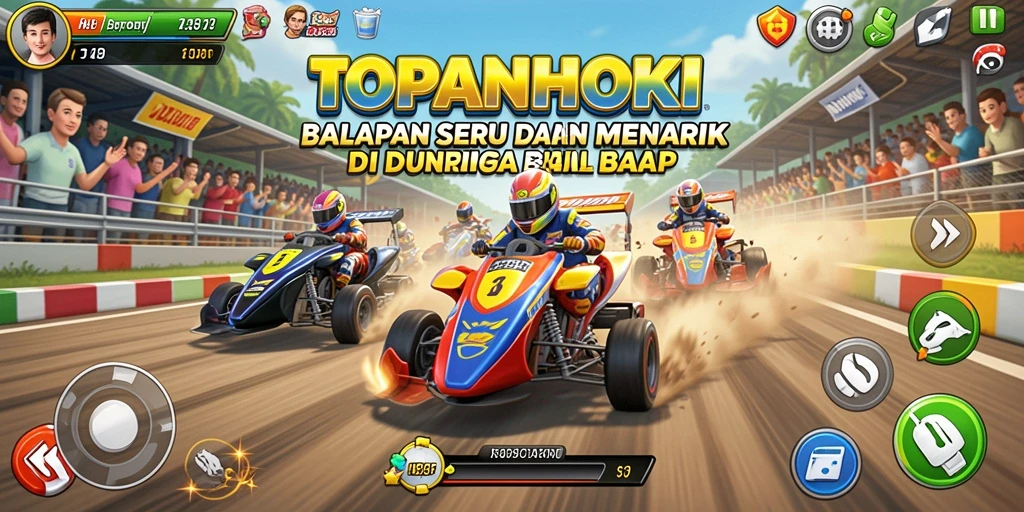Gameplay seru di TOPANHOKI dengan balapan mendebarkan dan aksi cepat.