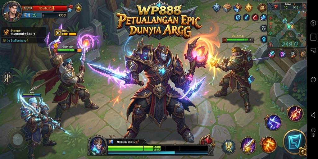 Tangkapan layar WP888 menampilkan pertempuran epik dalam dunia ARPG.